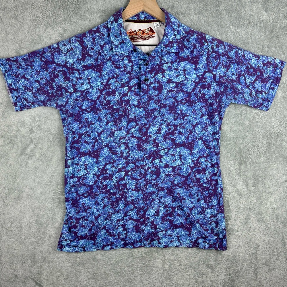 Robert Graham Shirt Mens Medium Purple Blue‎ Abstract Geometric Polo Classic Fit